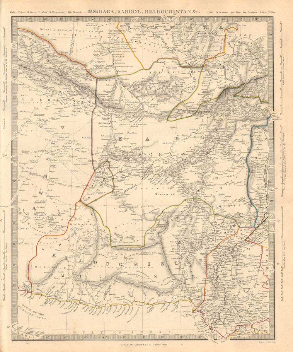 BOKHARA KABUL & BALUCHISTAN. Afghanistan Khorassan Sinde Pakistan. SDUK 1846 map