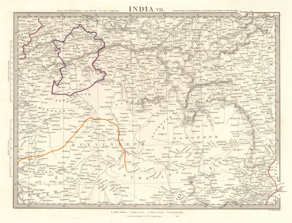 INDIA VII. Allahabad-Bay of Bengal. Bahar Berar Orissa Ruttunpoor. SDUK 1846 map