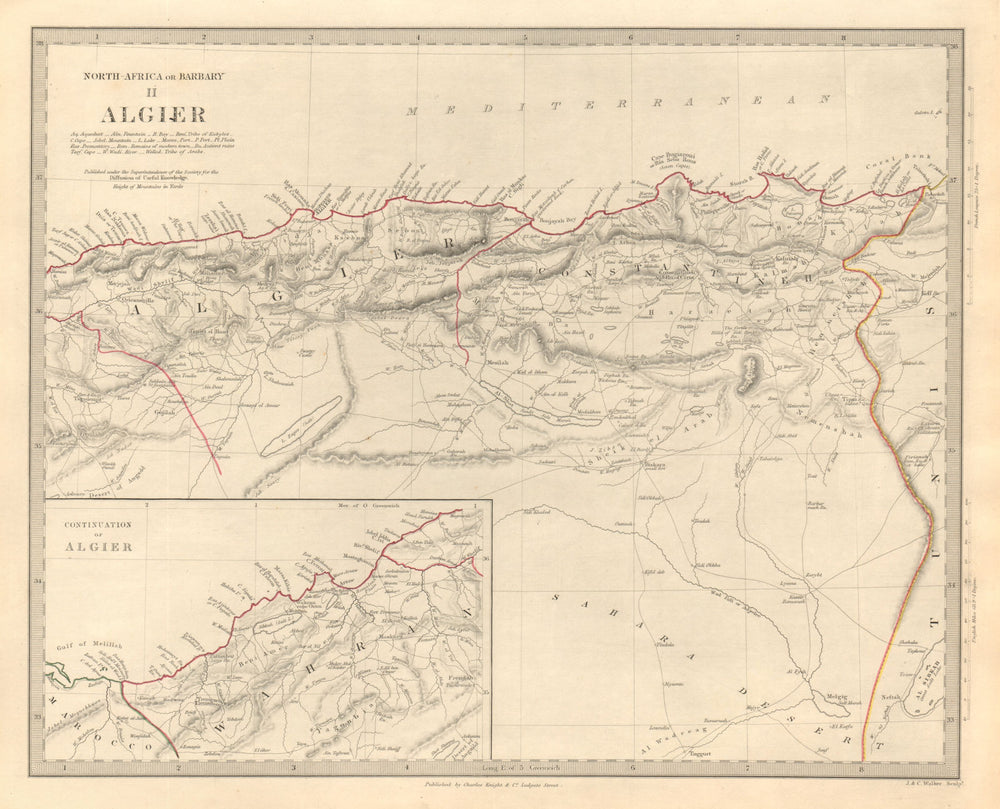 NORTH AFRICA OR BARBARY II. ALGIER. Algeria Algiers. SDUK 1846 old antique map