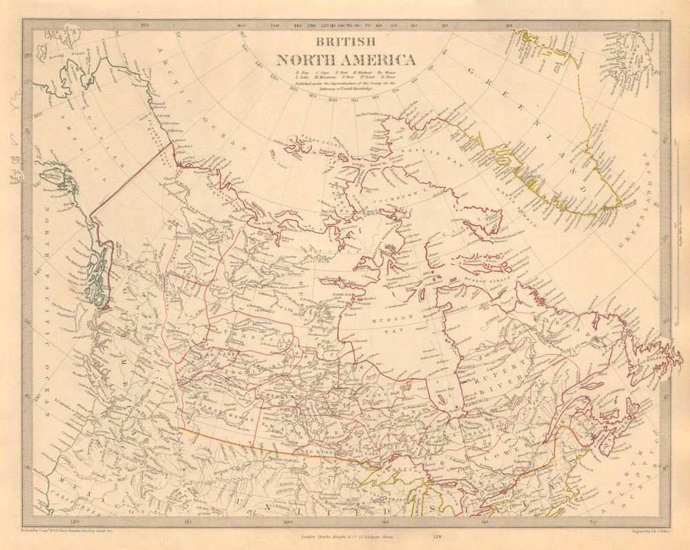 BRITISH NORTH AMERICA. Canada pre Oregon Treaty. Russian America. SDUK 1846 map