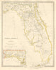 FLORIDA showing Seminole Indian district & forts. Keys. SDUK 1846 old map