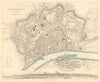 FRANKFURT AM MAIN. Antique town city map plan. Panorama. am Mayn. SDUK 1847