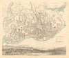 LISBON LISBOA. Antique town city map plan. Inset environs. Panorama. SDUK 1847