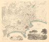 NAPLES NAPOLI. Antique town city map plan & view. Castello St Elmo. SDUK 1847