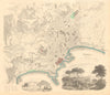 NAPLES NAPOLI. Antique town city map plan & view. Castello St Elmo. SDUK 1847