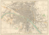 PARIS. Antique town city map plan. LARGE 55 x 40cm. SDUK 1847 old
