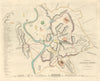 ANCIENT ROME ROMA antique town city map plan. Original hand colouring. SDUK 1847