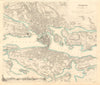 STOCKHOLM. Antique town city map plan. Inset panorama view. SDUK 1847 old