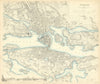 STOCKHOLM. Antique town city map plan. Inset panorama view. SDUK 1847 old