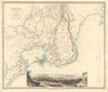 SYRACUSE SIRACUSA antique town city map plan. Remains of its 5 cities. SDUK 1847