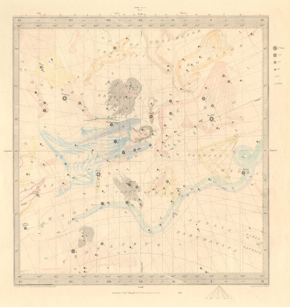 ASTRONOMY CELESTIAL. Star map. Star chart, III. Autumnal Equinox. SDUK 1847