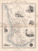 WESTERN AUSTRALIA,SWAN RIVER.Helpman Gregory Gray routes.TALLIS/RAPKIN c1851 map