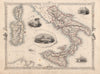 SOUTHERN ITALY. Naples/Vesuvius Sicily Sardinia Corsica.TALLIS/RAPKIN c1851 map