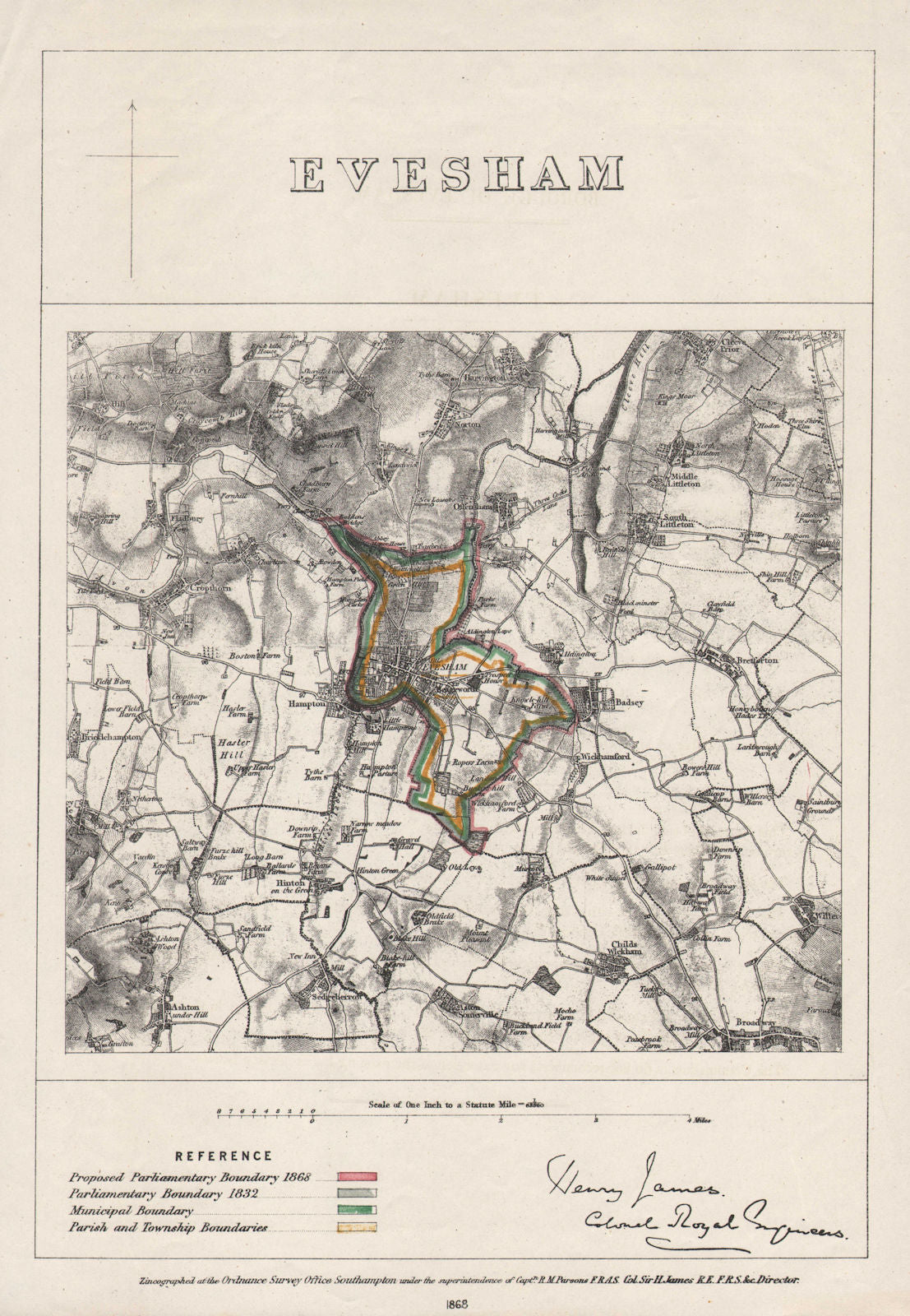 EVESHAM borough/town plan. BOUNDARY COMMISSION. Worcestershire. JAMES ...