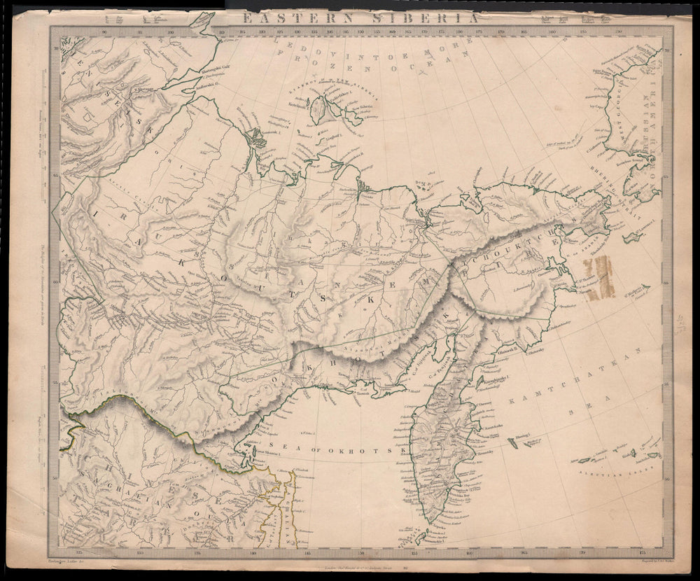 EASTERN SIBERIA. Kamtchatka Yakutia Yakutsk Khabarovsk. Russia. SDUK 1846 map