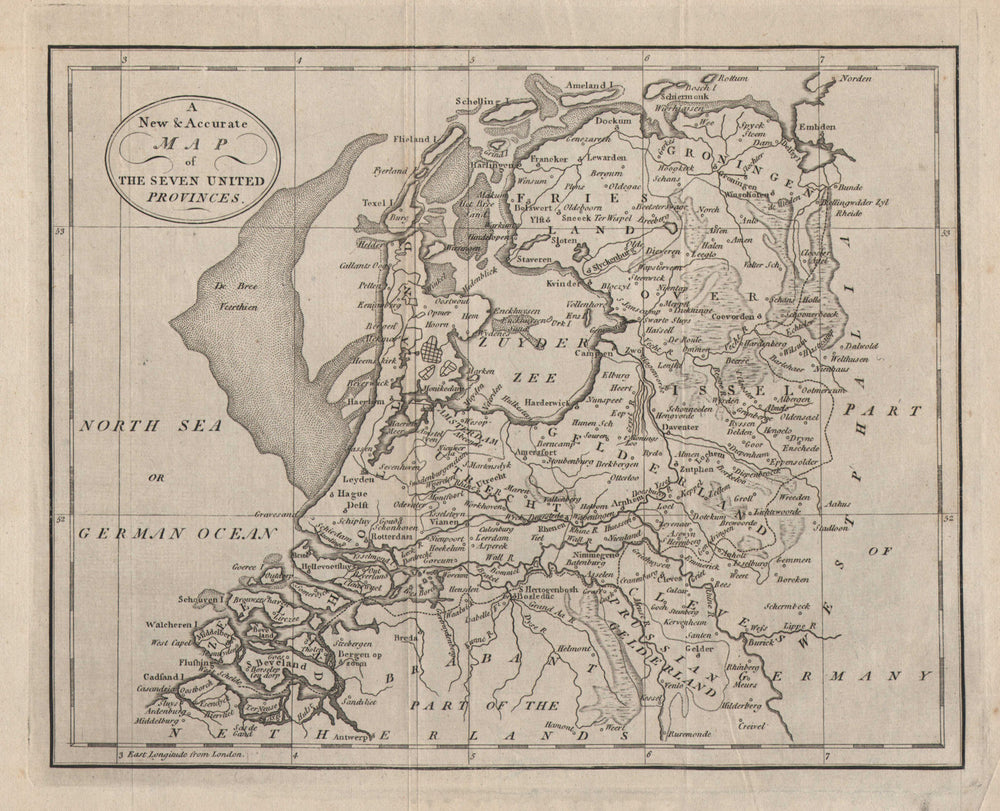 "A new & accurate map of the Seven United Provinces". Netherlands. GIBSON c1759