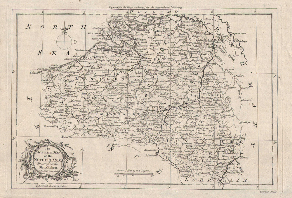 "An accurate map of the Netherlands…from Sieur Robert". Belgium. ROLLOS c1759