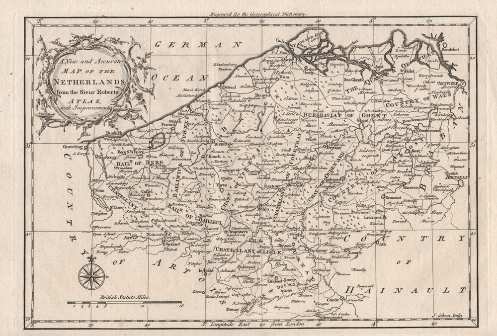 "A new and accurate map of the Netherlands". North-west Belgium. GIBSON c1759
