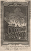 Temporary London Bridge set on fire by disgruntled ferry man 1758. HARRISON 1776