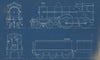 4-4-0 Locomotive section engineering drawing blueprint c1900 old antique