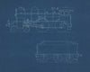 2-4-0 Locomotive section engineering drawing blueprint c1900 old antique