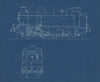 0-6-0 Locomotive section engineering drawing blueprint c1900 old antique