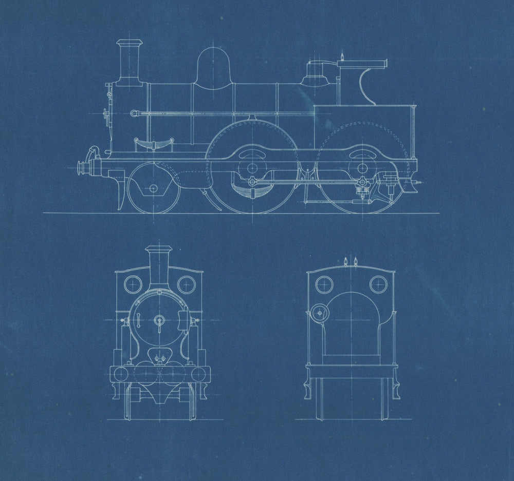 2-4-0 Locomotive section engineering drawing blueprint (1) c1900 old