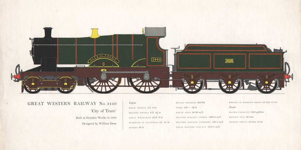 Great Western Railway locomotive No 3440 City of Truro. Dean. Swindon 1903 1958