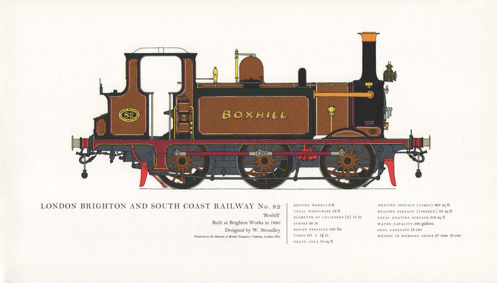 London Brighton & South Coast Railway locomotive #82 Boxhill 1880 Stroudley 1967