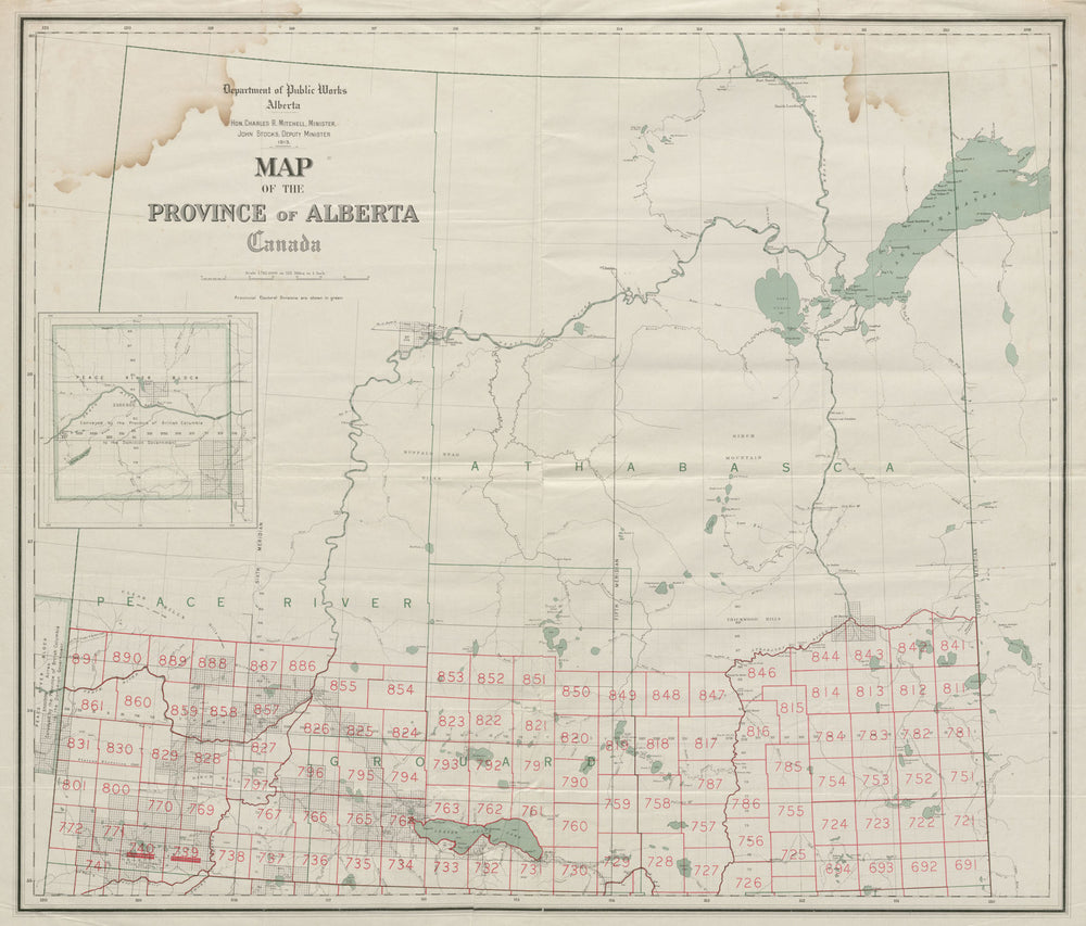 Alberta, Canada northern sheet. Electoral. Department of Public Works 1913 map