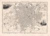 Decorative antique town plan of SHEFFIELD by Tallis, Rapkin & Winkles c1850 map