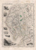 Decorative map of the English Lake District by Tallis & Rapkin. Cumbria c1850