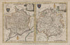 Monmouthshire & Herefordshire. 2 county maps on one sheet. WALPOOLE / HOGG c1784