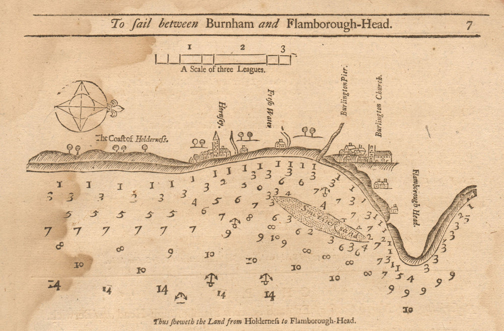 Holderness Bridlington Flamborough Head. MOUNT & PAGE sea coast chart 1749 map