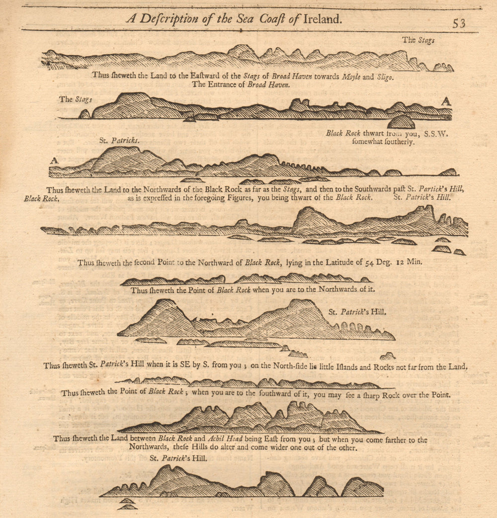 Mayo Sligo coast profile Broadhaven Moyle Achill Head. MOUNT & PAGE 1749 map