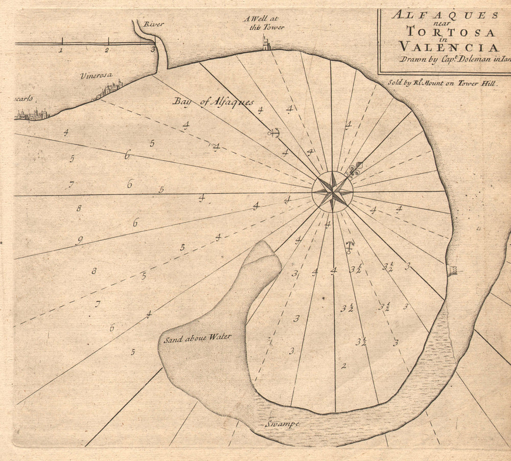 Alfaques near Tortosa in Valencia. Vinaros Alfacs Bay DOLEMAN sea chart 1747 map