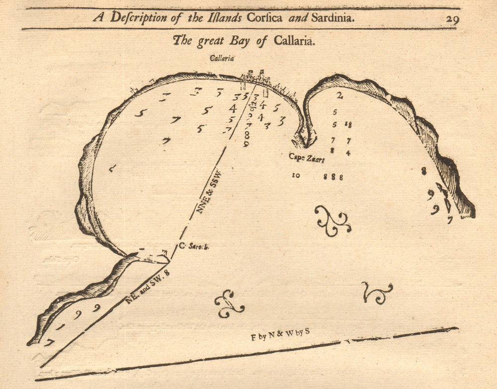 "The Great bay of Callaria". Cagliari, Sardinia. MOUNT & PAGE sea chart 1747 map