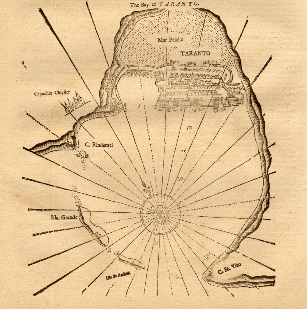 "The bay of Taranto". Isola di San Pietro. MOUNT & PAGE sea chart 1747 old map