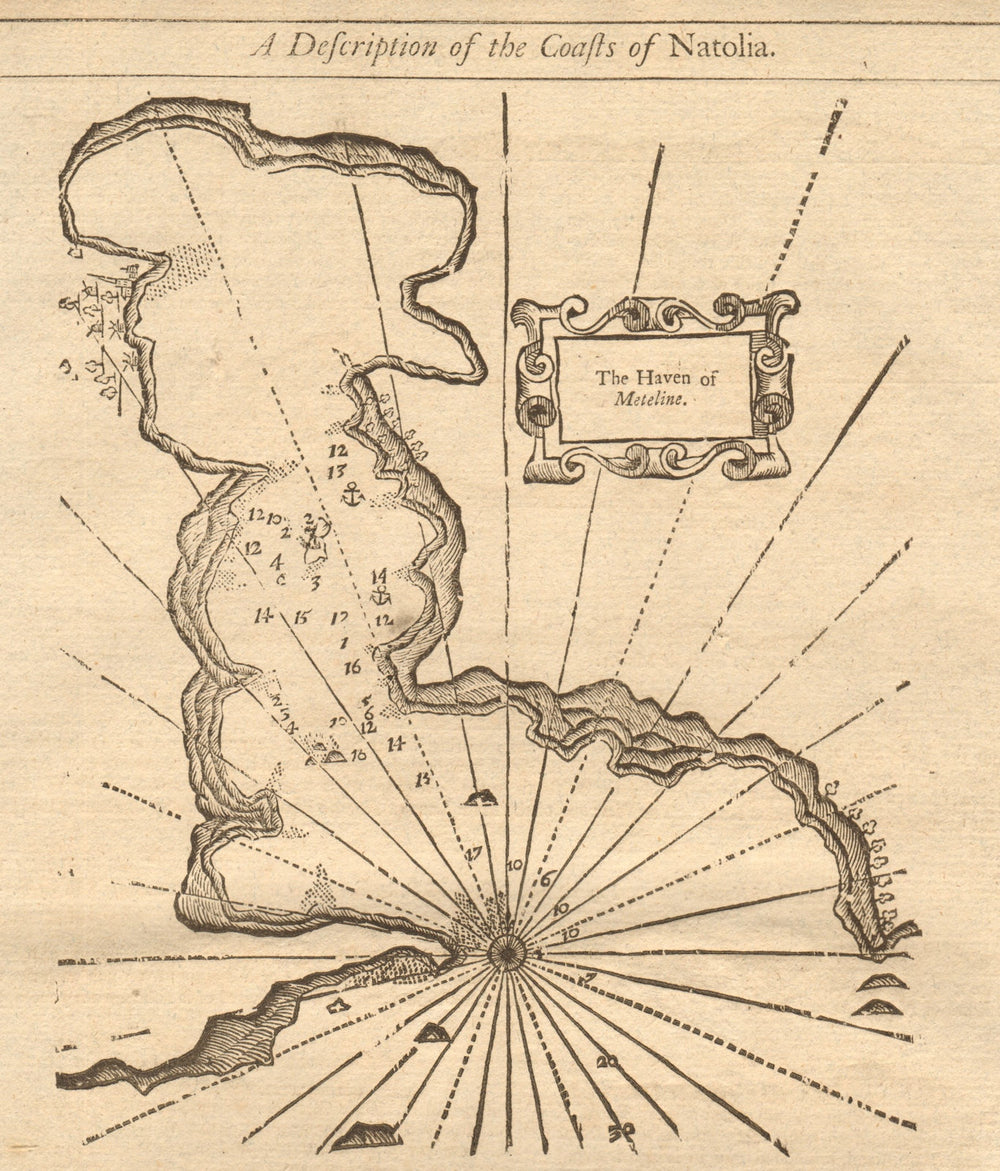"The Haven of Meteline". Lesbos Lesvos Mytilini. MOUNT & PAGE sea chart 1747 map