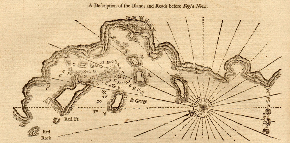 "The island & roads before Fogia Nova". Phocaea. MOUNT & PAGE sea chart 1747 map