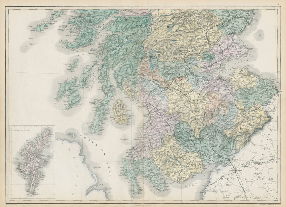 Scotland. South sheet. Central & southern. SIDNEY HALL 1856 old antique map