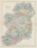 Ireland showing counties & railways by SIDNEY HALL 1856 old antique map chart