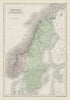 Sweden & Norway. Scandinavia showing provinces. SIDNEY HALL 1856 old map