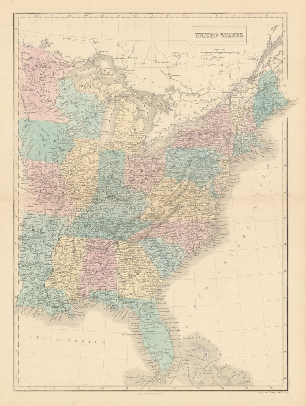 United States. Eastern USA. 31 states. Minnesota Territory. SIDNEY HALL 1856 map