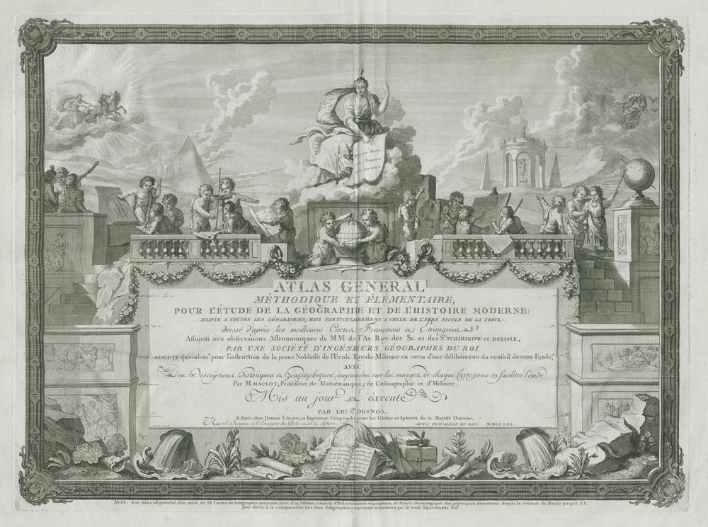 Title page "Atlas General méthodique et élémentaire". DESNOS/DE LA TOUR 1771 map
