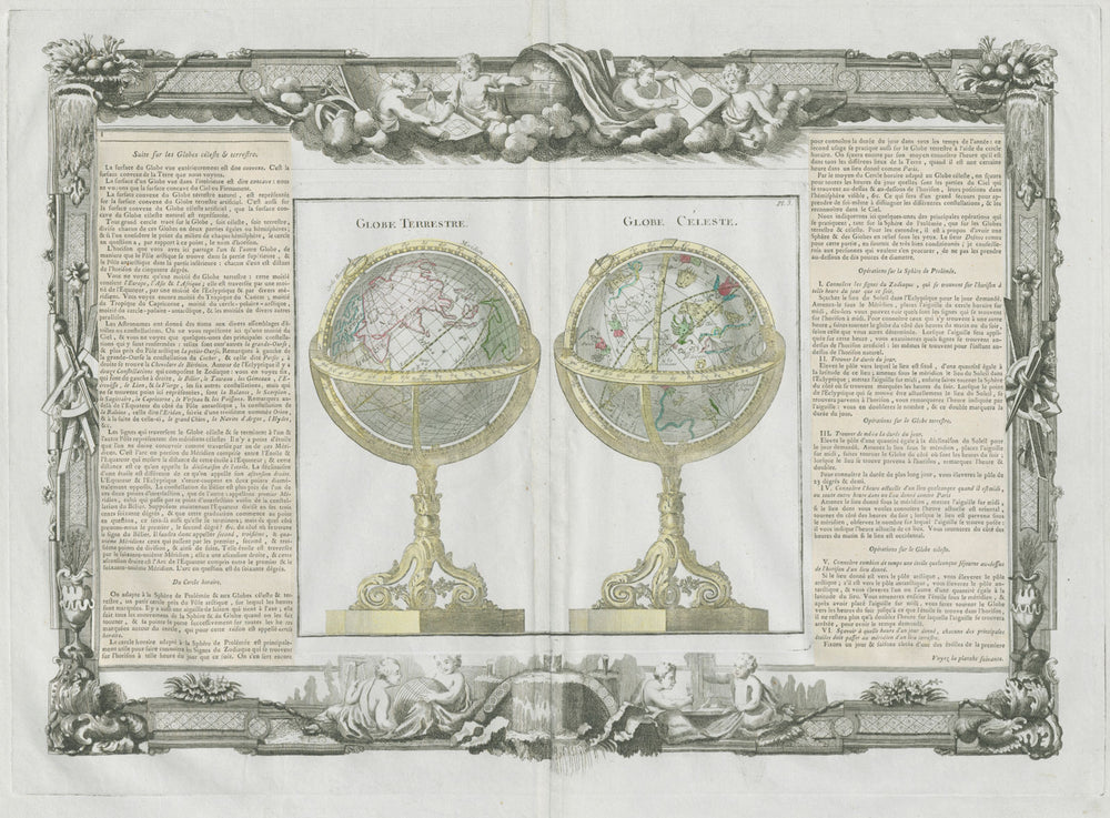 Globe Terrestre. Globe Celeste. Terrestrial celestial DESNOS/DE LA TOUR 1771 map