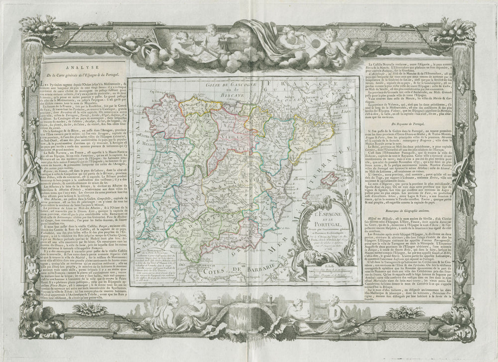 "L'Espagne et le Portugal". Spain / Iberia. DESNOS/DE LA TOUR 1771 old map