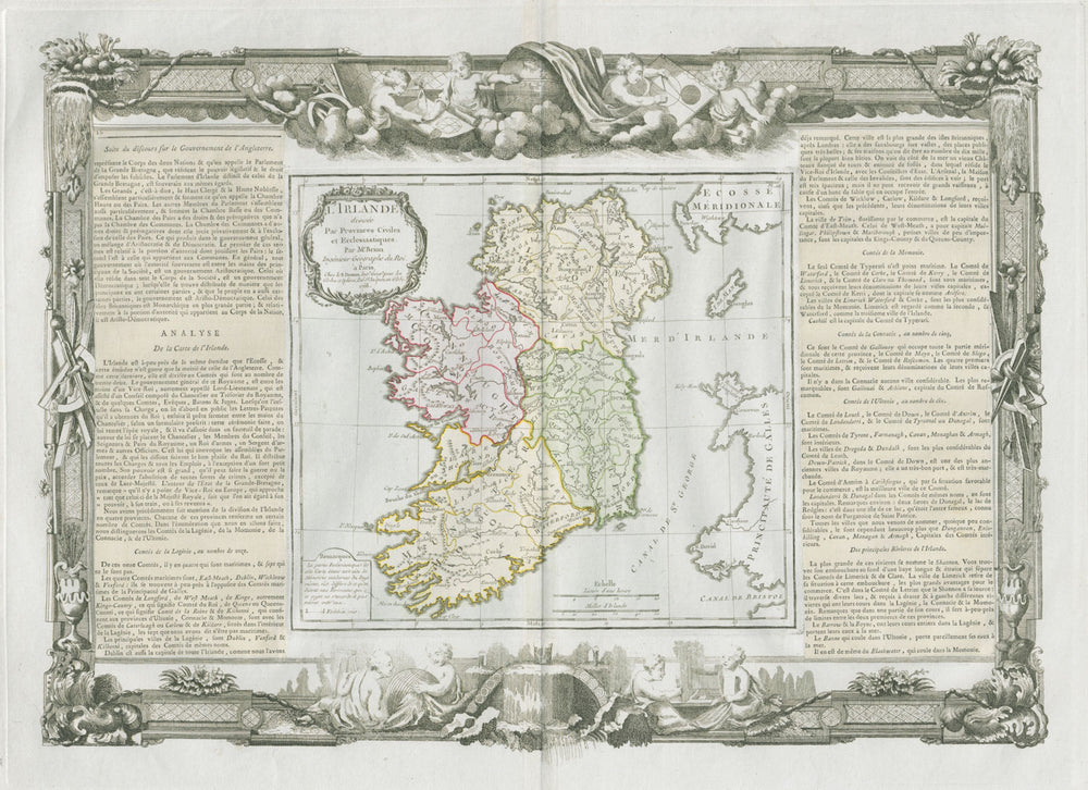 "L'Irlande divisée par provinces". Ireland. DESNOS/DE LA TOUR 1771 old map