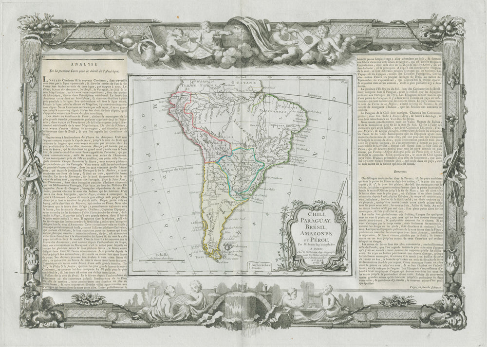 Chili, Paraguay, Brésil, Amazones et Pérou. S America DESNOS/DE LA TOUR 1771 map