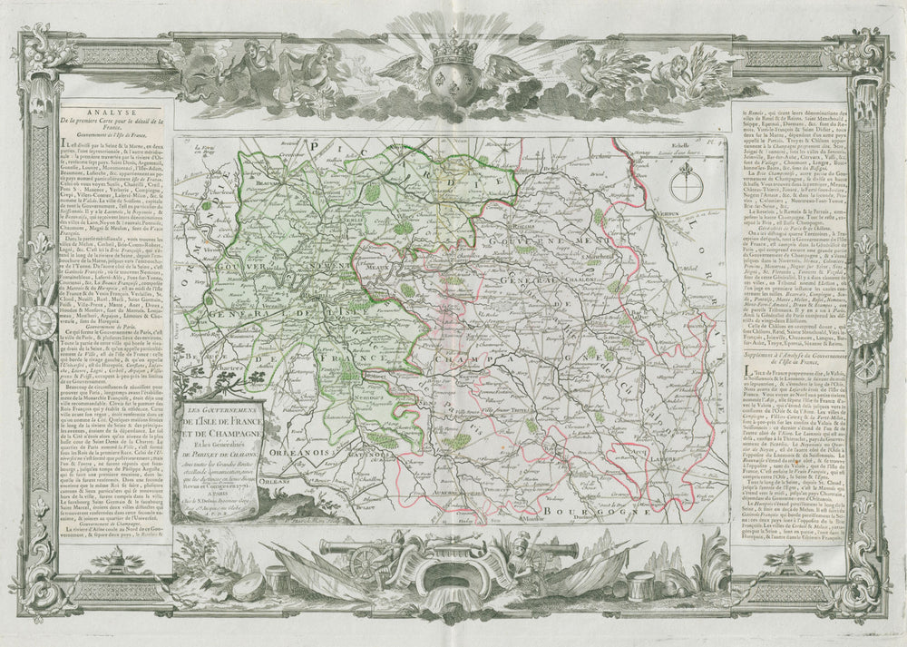 "L'Isle de France et de Champagne". Île-de-France. DESNOS/DE LA TOUR 1771 map